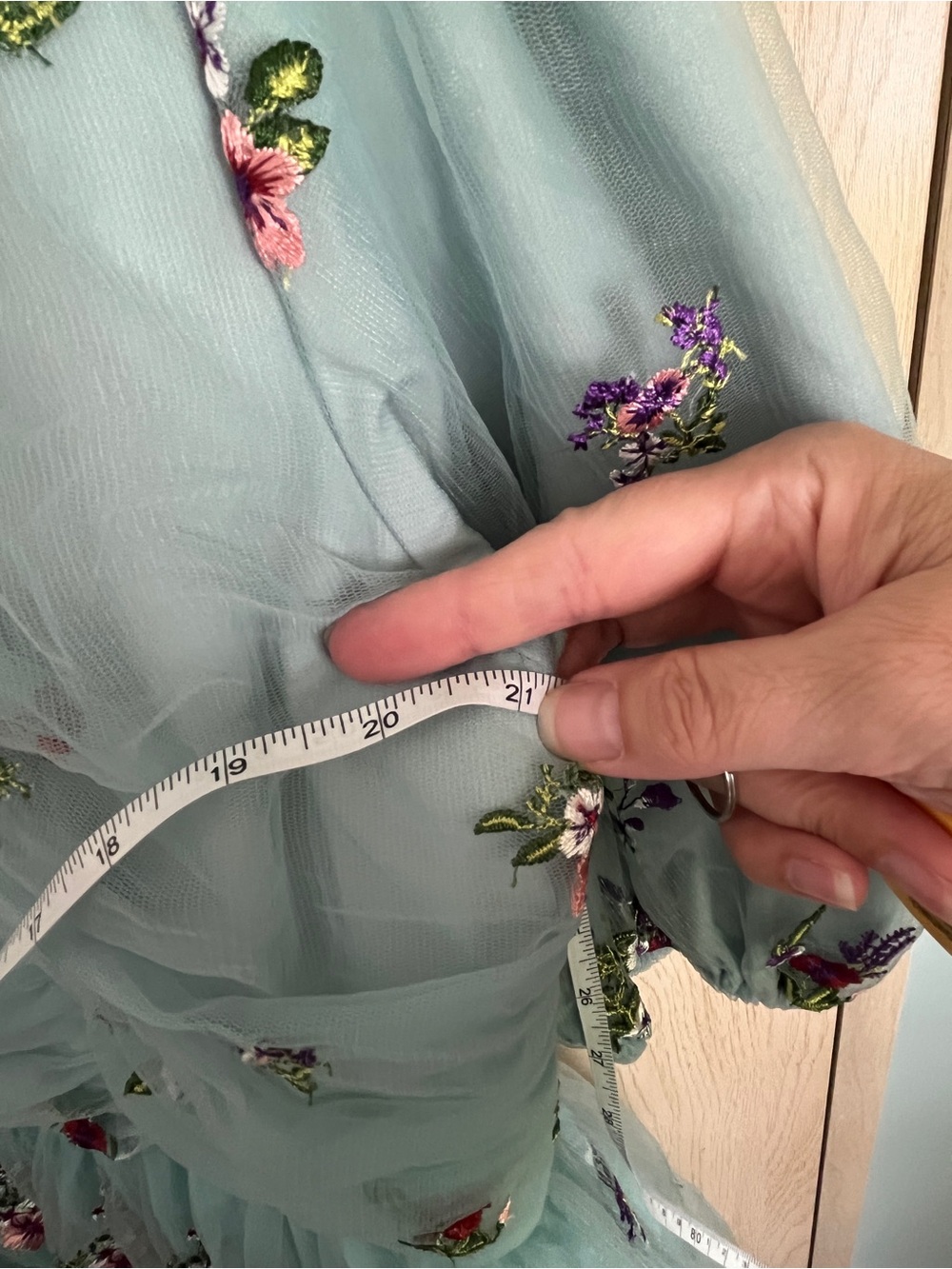 JESSAKAE Garden Fairy MIDI Dress in Mint / Blue Embroidered Floral Sz XL - Picture 12 of 14